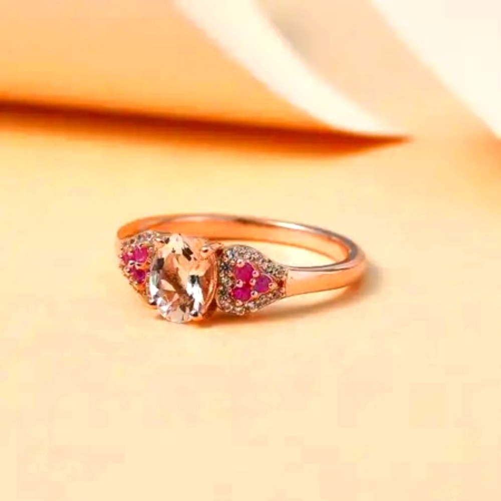 Marropino Morganite and Multigemstone in Vermeil Rose Gold over Sterling